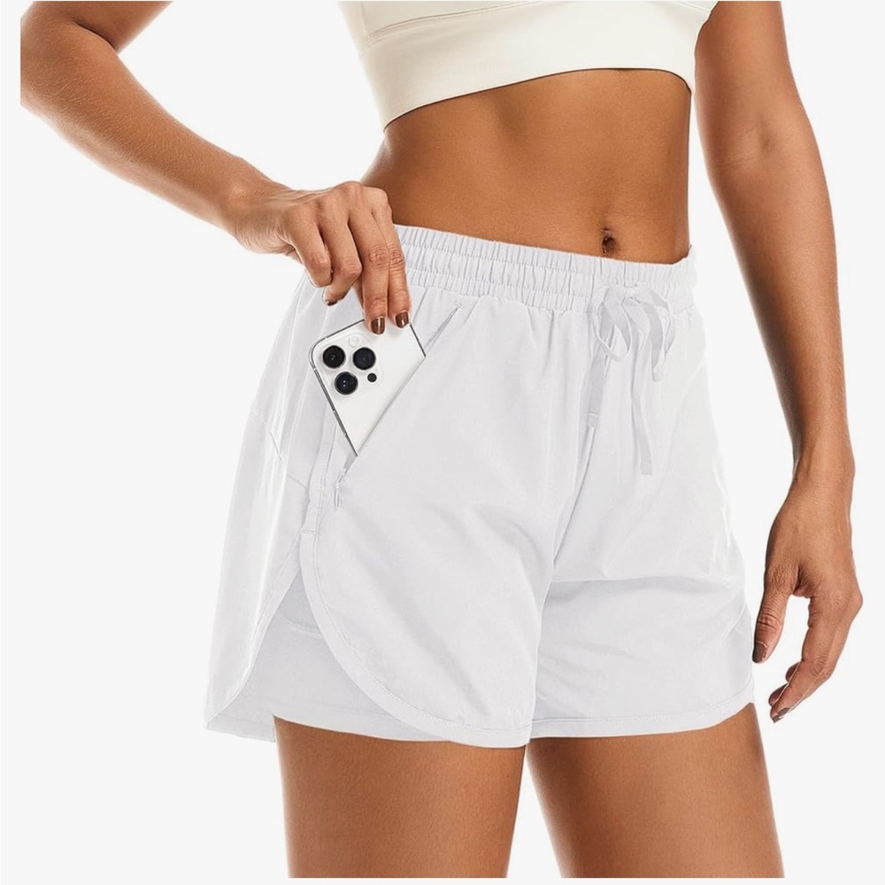 Women's White Athletic Shorts XXL